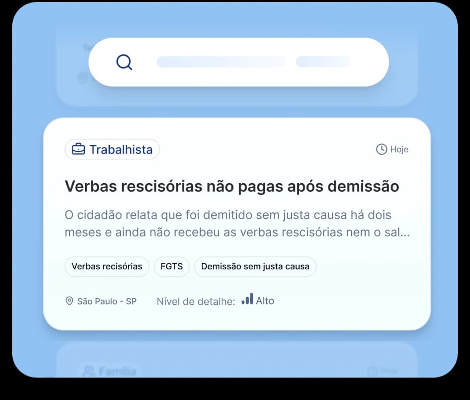 Lista de oportunidades com filtros por área e região